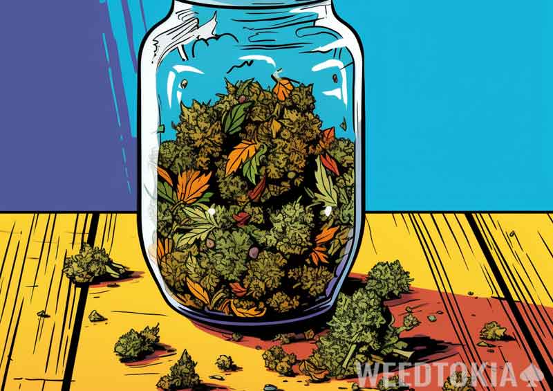 Artist painting of a weed jar on table