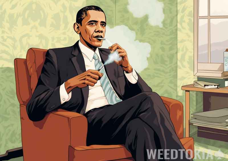 Barack Obama enjoying cannabis