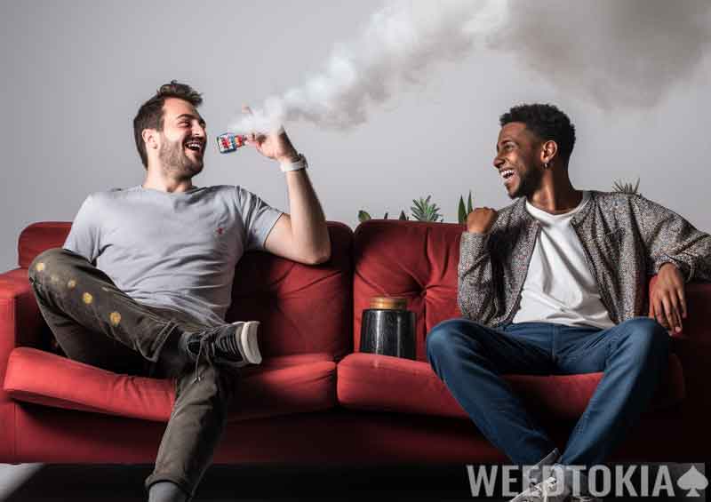 Beginner smokers laughing and getting high