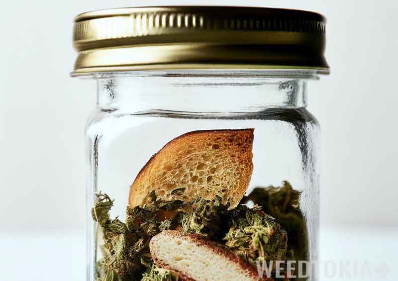 Bread pieces in a weed jar