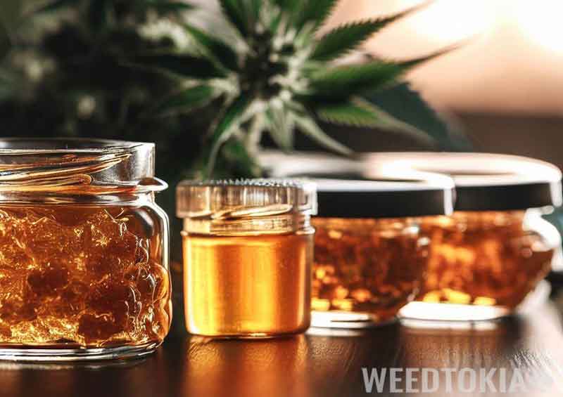 Cannabis concentrates on a table