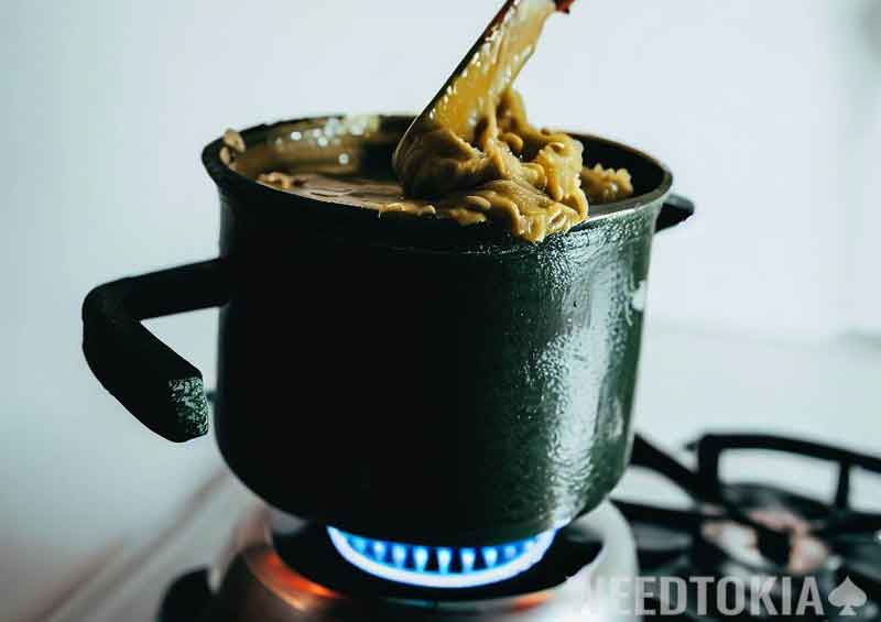 Cooking cannabutter on a stove