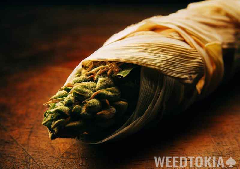 Corn husk with cannabis inside