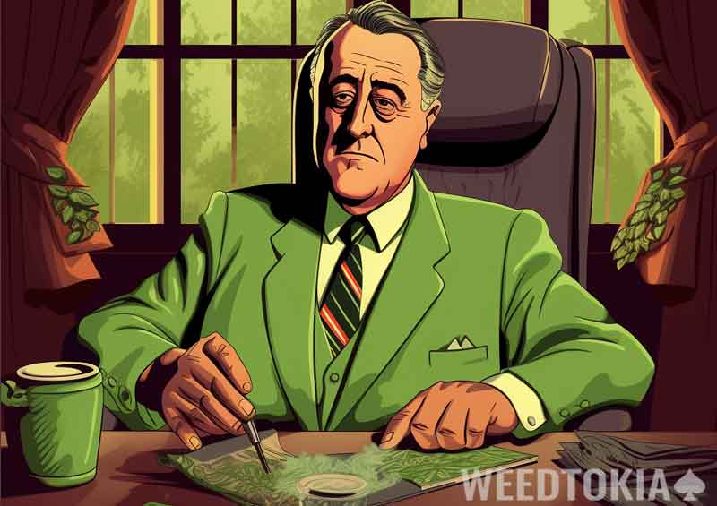 Franklin D. Roosevelt with weed map