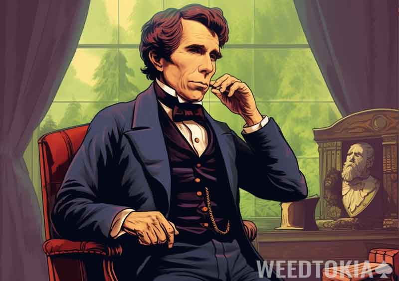 Franklin Pierce with a lit joint