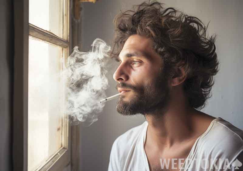 Guy enjoying a joint made out of Moon Rock