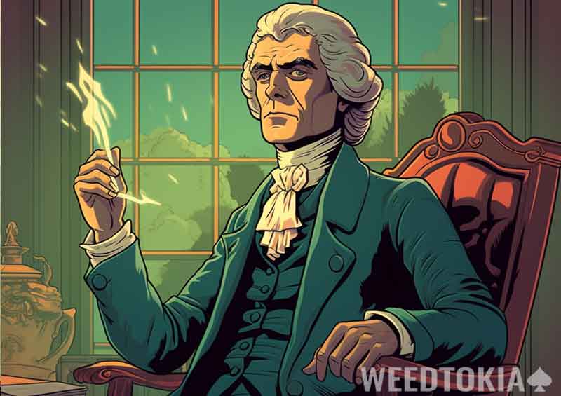 Thomas Jefferson observing and smoking