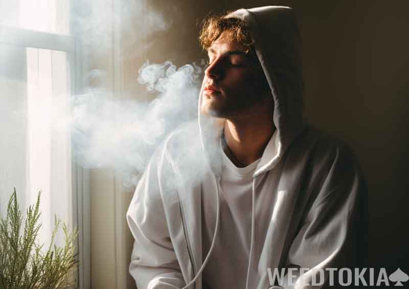 Man feeling the effects of weed