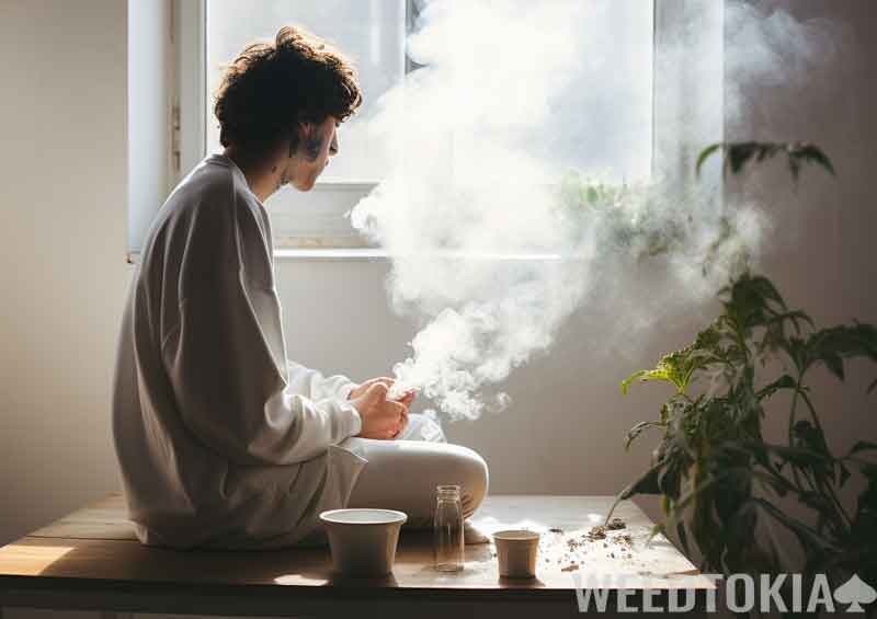 Man smoking in an apartment