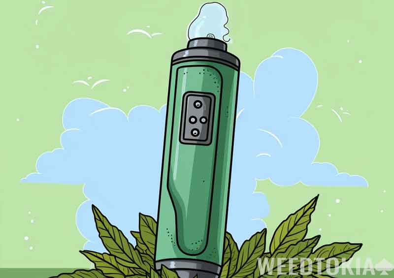 Cartoon illustration of a dry herb vaporizer