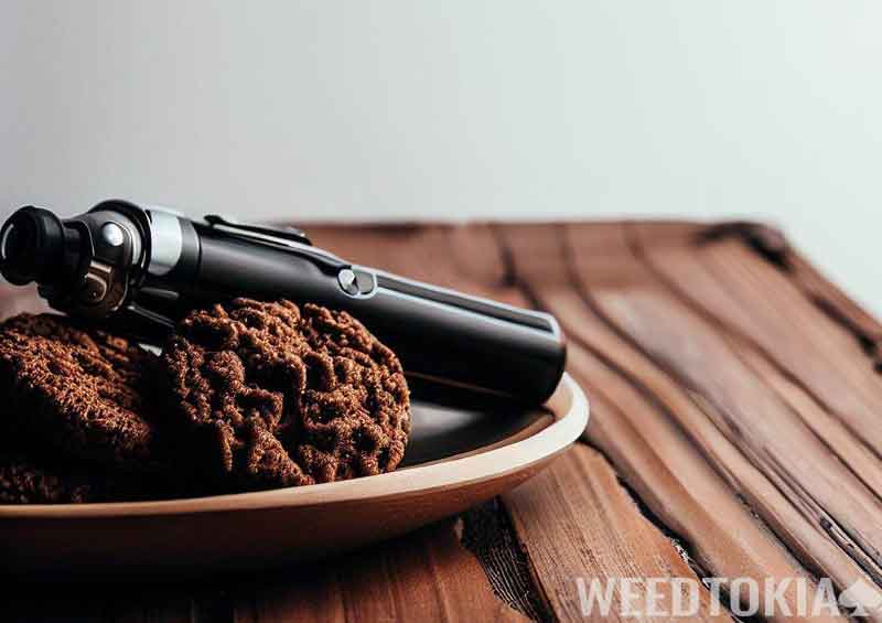 Vaporizer sitting on top of THC cookies