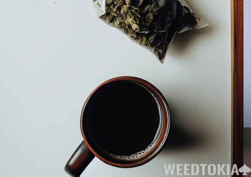 Coffee mug and weed baggie