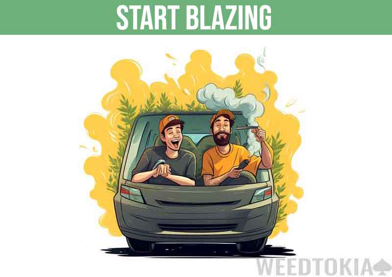 Hotboxing in a car cartoon