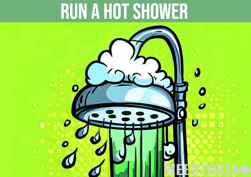 Illustration of running a hot shower