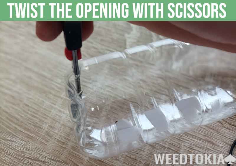 Twist the opening with scissors