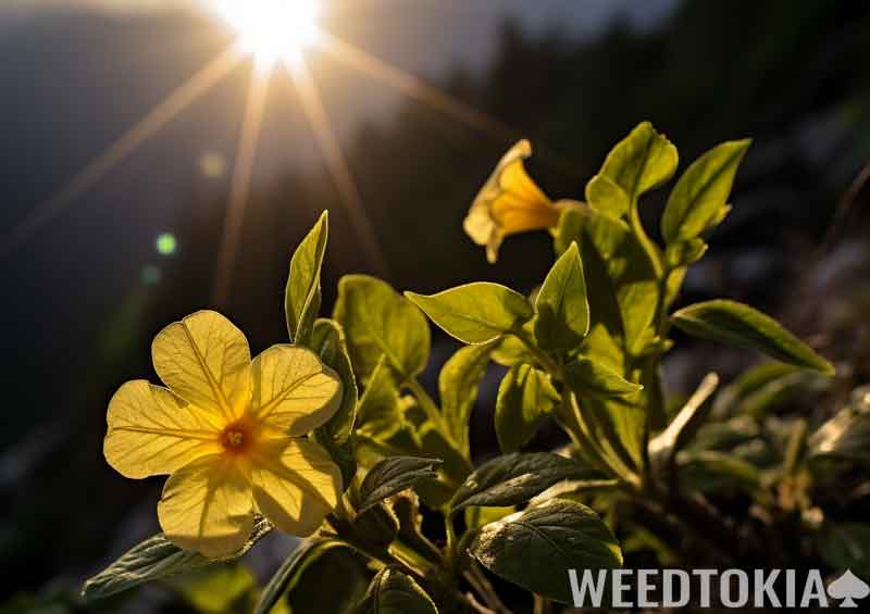 Wild Damiana flowers growing in Texas